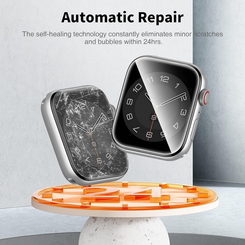 LK 6 Pack for Apple Watch Screen Protector 45mm Series 9 8 7 [New Version] Anti-Scratch, Self-Healing Soft TPU Screen Protector for Apple Watch 45mm, Bubble Free, HD Transparent, Touch Sensitive - Image 3